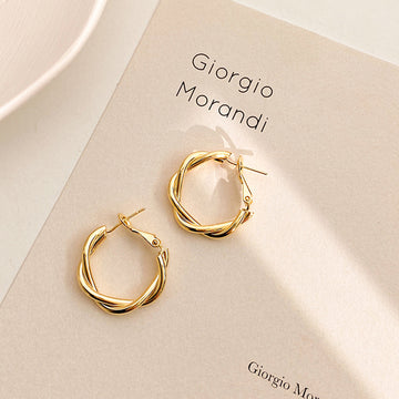 Geometric Metal Hoop Earring Collection with Sculpted Polished Metal Details