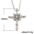 Clear Crystal Cross Pendant Necklace in Silver Tone view 5