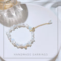 White Pearl And Iridescent Shell Chip Bracelet With Gold Tone Chain view 4