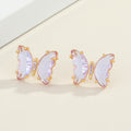 Gold Tone Faceted Butterfly Crystal Stud Earrings in Three Colors view 3