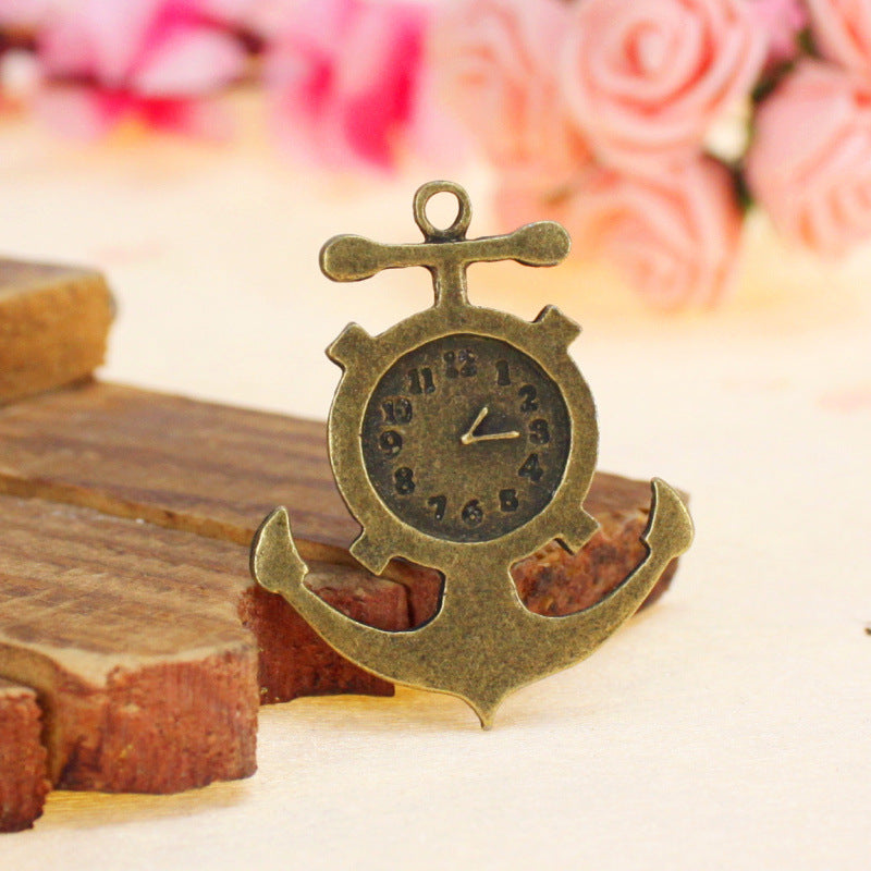 37x30mm Alloy Anchor and Clock Charm Pendant