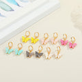 Gold Tone Acrylic Butterfly Huggie Drop Earrings in Six Colors view 2