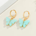 Gold Tone Acrylic Butterfly Huggie Drop Earrings in Six Colors view 4