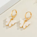 Gold Tone Acrylic Butterfly Huggie Drop Earrings in Six Colors view 6