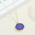 Gold Tone Round Druzy Pendant Necklaces in Five Colors view 4