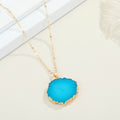 Gold Tone Round Druzy Pendant Necklaces in Five Colors view 3
