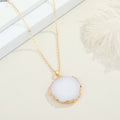 Gold Tone Round Druzy Pendant Necklaces in Five Colors view 6