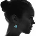 Blue Floral Enamel Drop Earrings in Two Metal Tones view 2