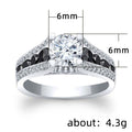 Black And White Geometric Ring With Round Center Stone view 3