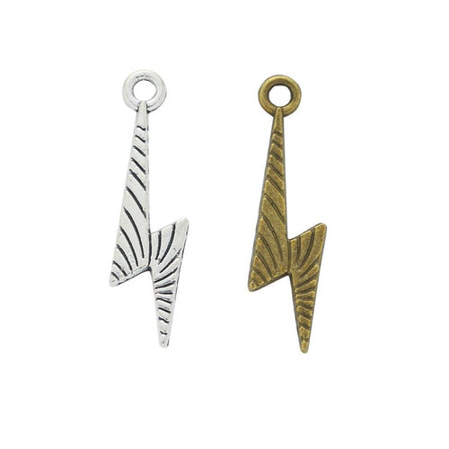 Textured Lightning Bolt Charm finish assortment on a white background