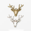 Antlered Deer Head Metal Charms in Antique Bronze and Silver view 1