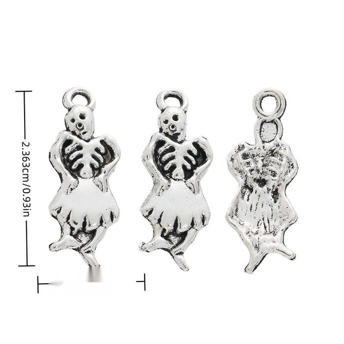 Skirted Skeleton Alloy Charm in Antique Silver Finish