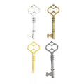 Heart Top Skeleton Key Charm Pendants in Four Finishes view 1