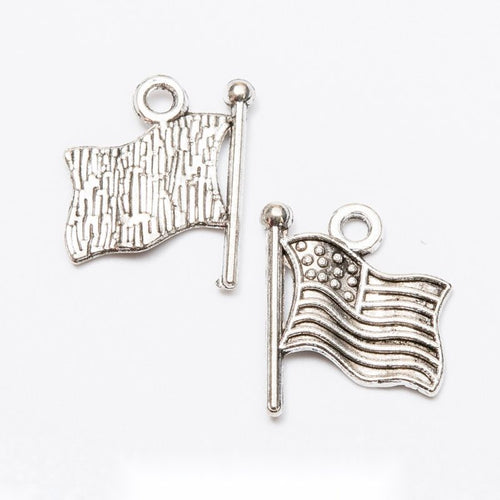 Flag On Pole metal charm displaying front and reverse sides