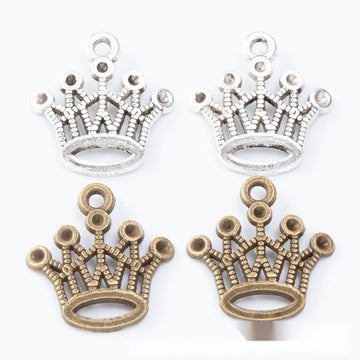 Open Crown Charm Metal Jewelry Making Pieces In 2 Styles