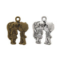 Kissing Couple Detailed Metal Charm in 2 Finishes for Crafting view 1