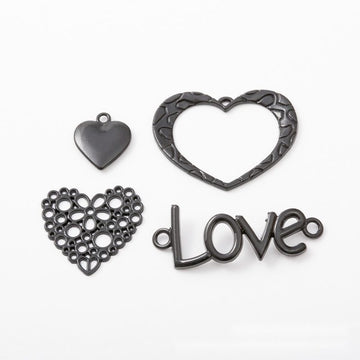 Black Heart Connector Three Openwork Metal Jewelry Link Designs