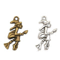 Flying Witch Charm In 2 Metal Finishes For Jewelry Making view 1