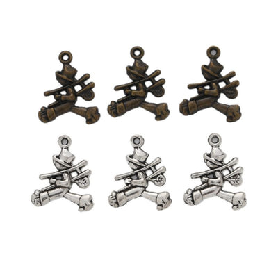 Grouped front view of campfire log charms in the available finishes