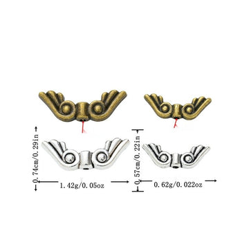 Curled Wing Spacer Beads in Two Sizes and Antique Finishes