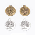 Tree Of Life Medallion Round Textured Metal Pendant in Two Finishes view 1