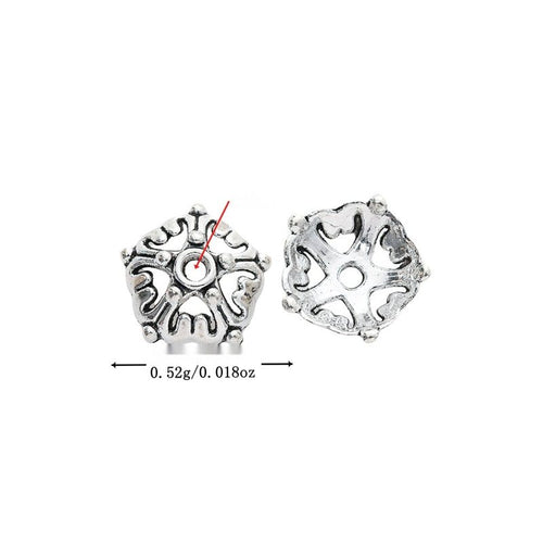 Antique Silver ornate flower bead cap shown in product image 1