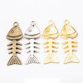 Jointed Fish Skeleton Metal Charm in Three Finishes view 1