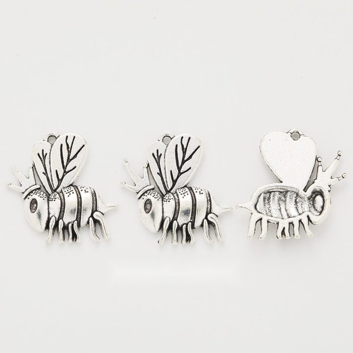 Striped Bee Charm Metal Pendant for Jewelry Making