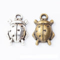 Dimensional Ladybug Metal Charms in Two Antique Finishes view 1