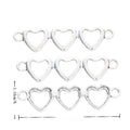 Triple Open Heart Connector in Antique Silver Tone view 1