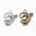 Antique Curled Lizard Metal Charm, Two Finishes Jewelry Component view 1
