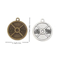 Round Weight Plate Metal Charms in Two Antique Finishes view 1