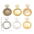 Vintage Pocket Watch Round Bezel Charms in Multiple Finishes for Jewelry Making view 1