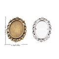 Antique Bronze and Silver Oval Bezel Settings for Jewelry Making view 1