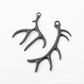 Black Antler Branch Metal Pendant Charms In Two Shapes view 1