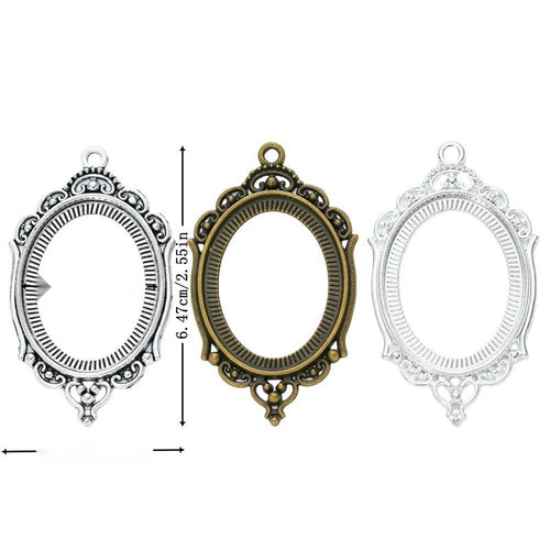 Ornate Oval Cabochon Setting metal piece shown in product image 1
