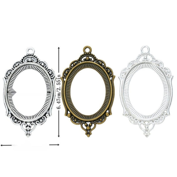 Ornate Oval Cabochon Setting Metal Component in 3 Distinct Finishes for Jewelry Making