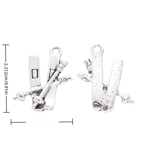 Winter sports equipment charms shown in product image 1