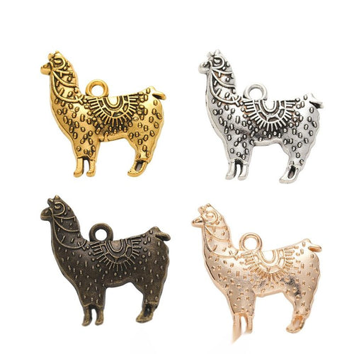 Group view of patterned llama charm on a white background