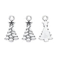 Antique Silver Openwork Christmas Tree Charm with Star Top view 1