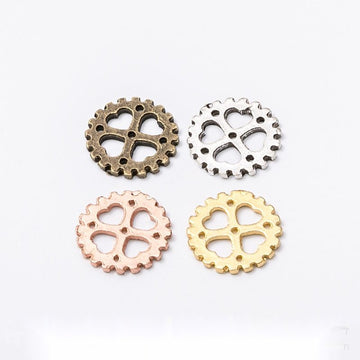 Six Spoke Gear Metal Charm in 4 Distinct Finishes for Jewelry Making