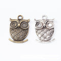 Large Eye Owl Metal Charms in Antique Bronze and Silver view 1