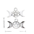 Antique Silver Triple Moon and Pentagram Metal Charms view 1
