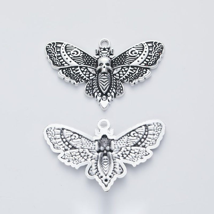 Detailed Moth Charms in Antique Gold and Antique Silver