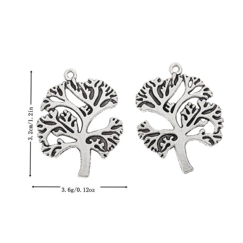 Antique Silver large openwork tree charm shown in an overview