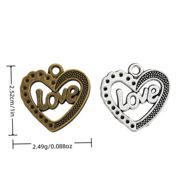 Finish overview of love openwork heart metal charm