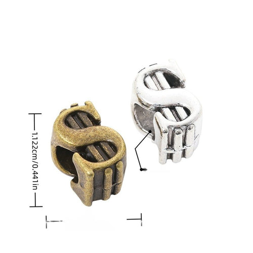 Antique Bronze dollar sign slider bead shown in product image 1