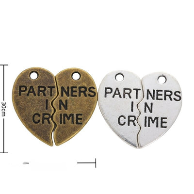 Finish overview of partners in crime split heart metal charm