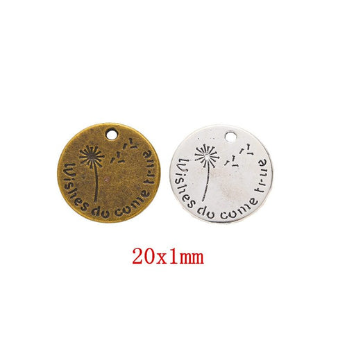 Dandelion Wish Disc Charm finish assortment on a white background