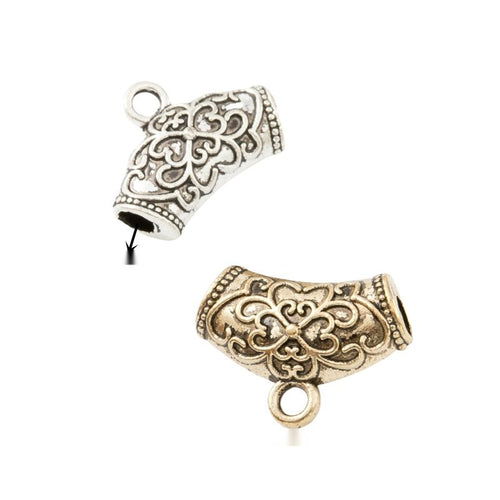 Ornate Curved Bail showing a curved floral body with a lower hanging loop